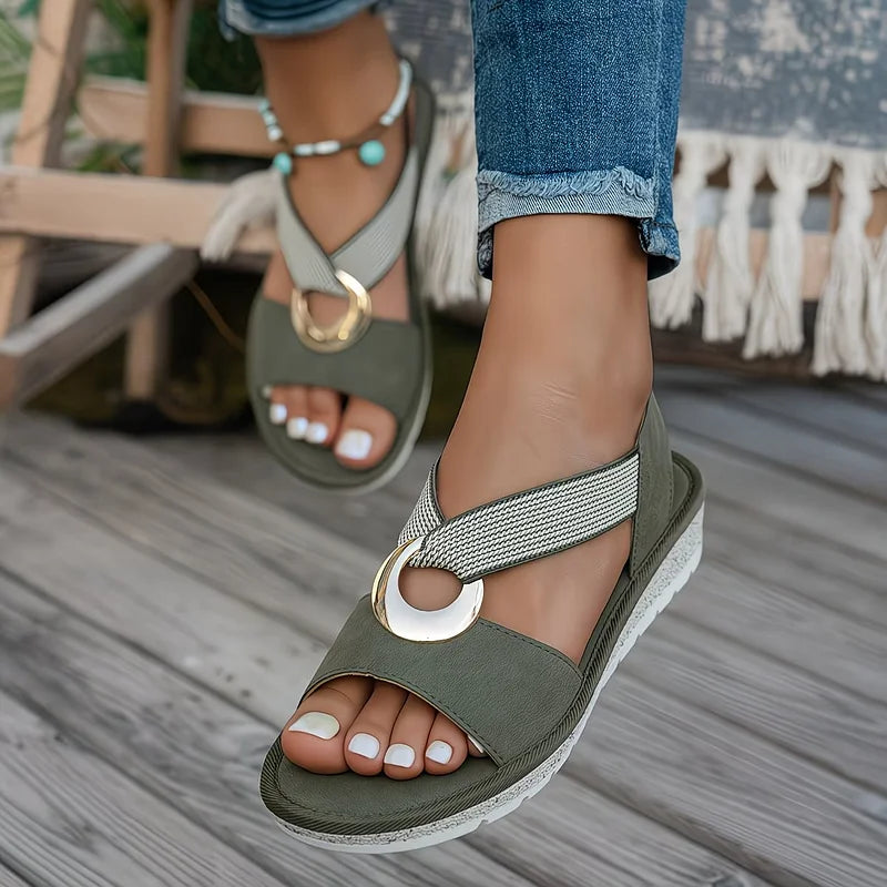 Luna supportive cross-strap sandals in green