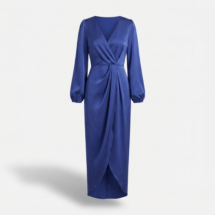 Delilah | Long Sleeve V-Neck Midi Dress with Split