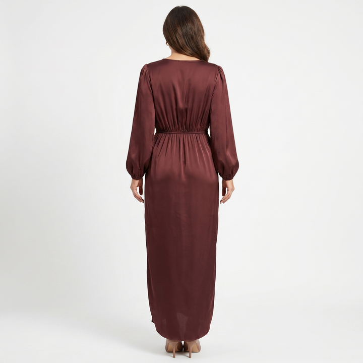 Delilah | Long Sleeve V-Neck Midi Dress with Split