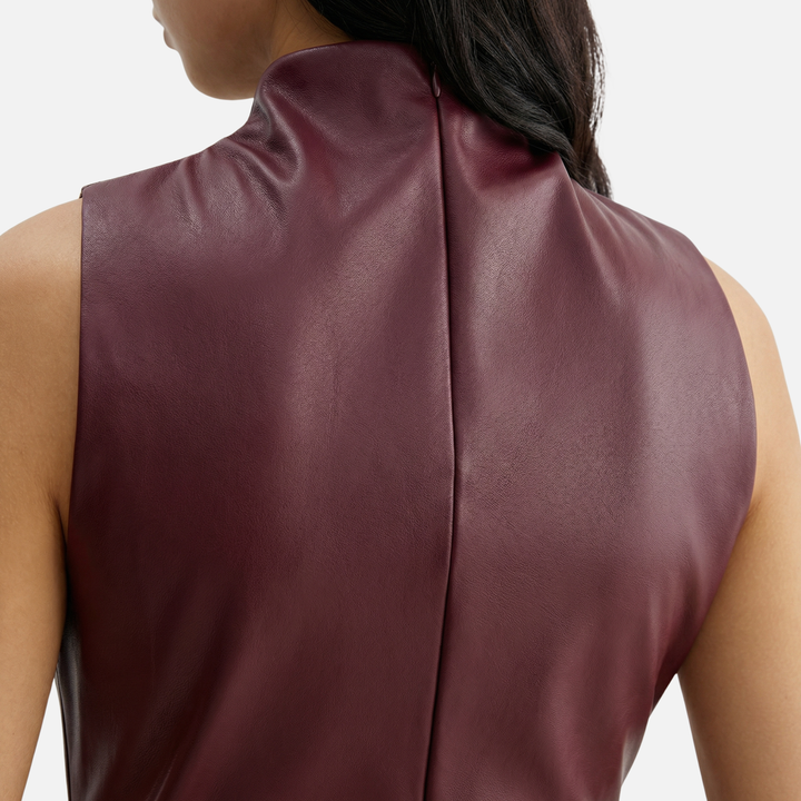 Clara | Asymmetrical Draped Sleeveless Top – Mock Neck