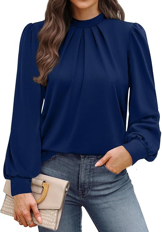 Phoebe | Blouse with Round Neckline and Puff Sleeves