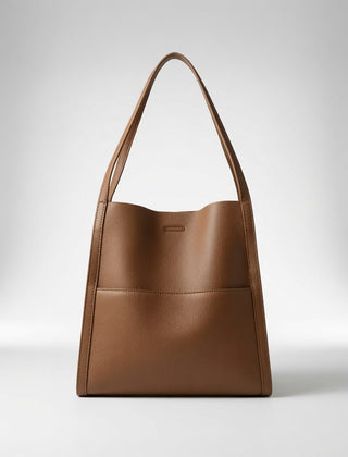 Evelisse timeless leather tote bag in khaki