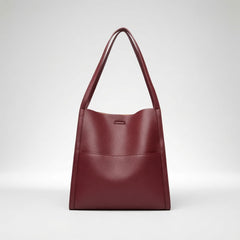 Evelisse timeless leather tote bag in burgundy