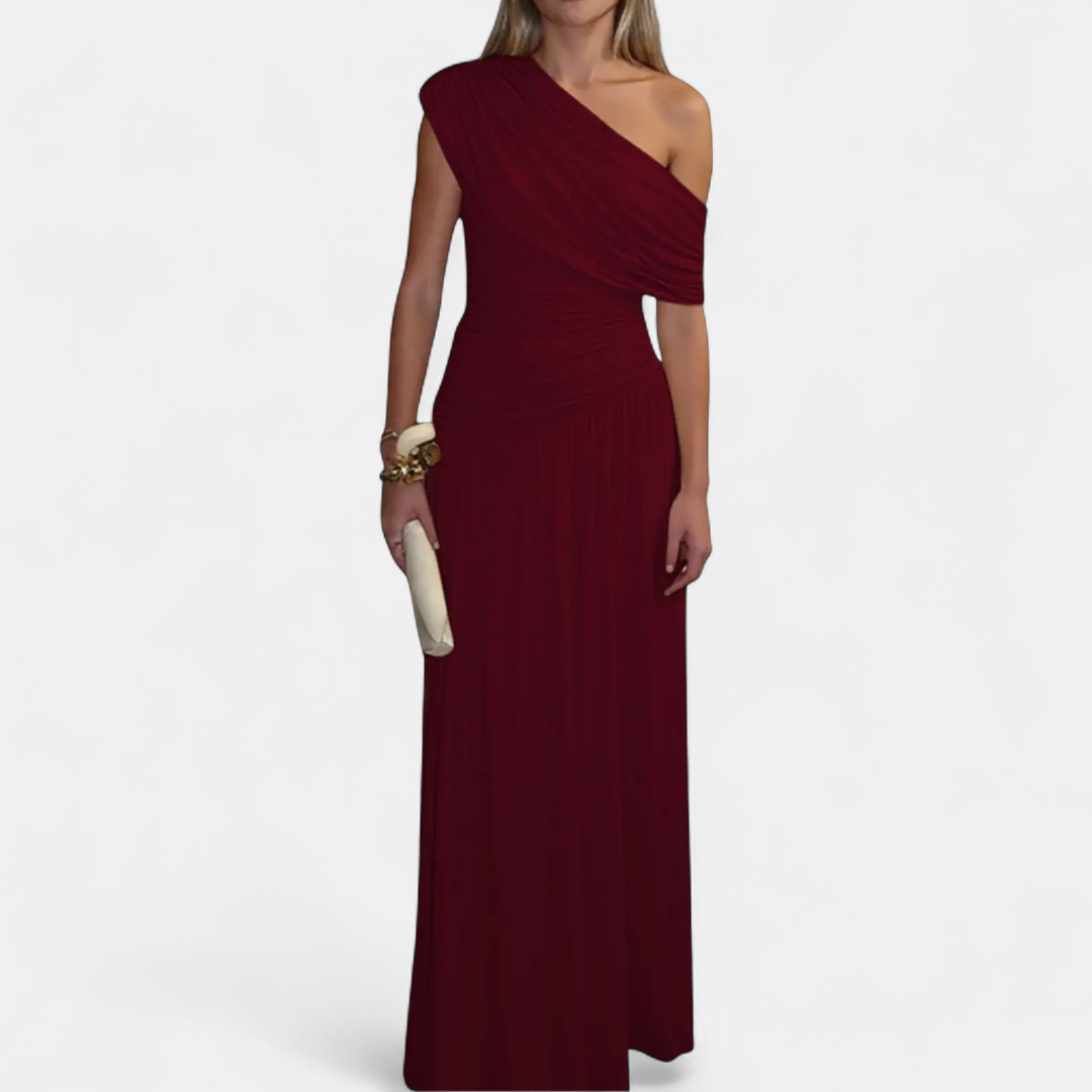 ROXANNE™ – Asymmetric Pleated Solid Dress