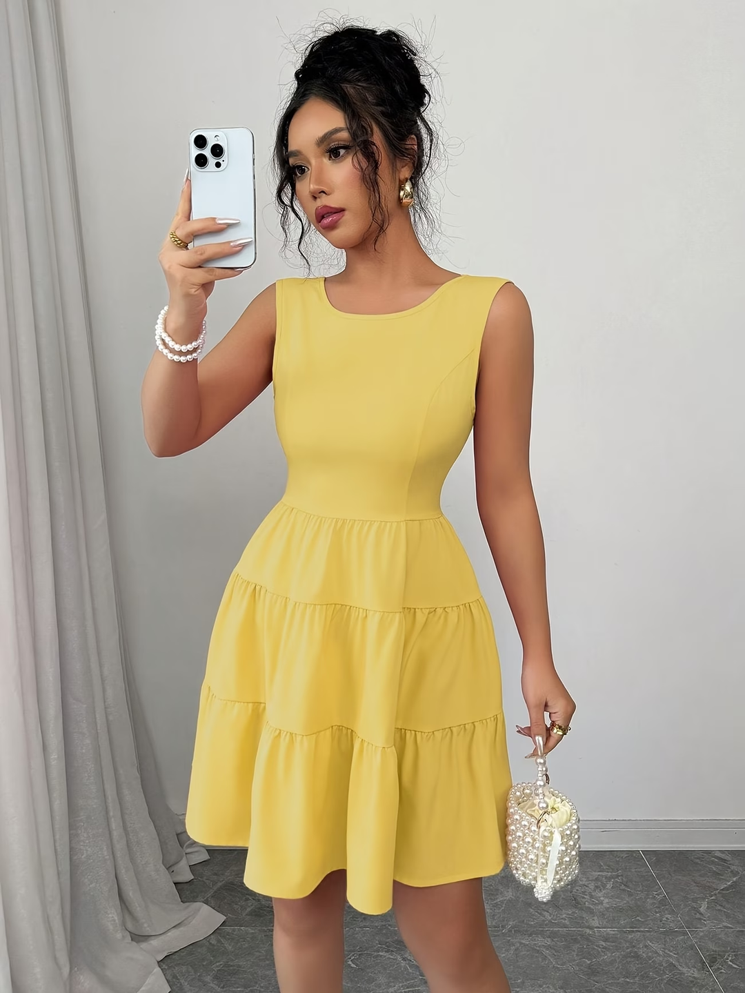 Tatiana | Mini Dress – Butter with Layered Skirt