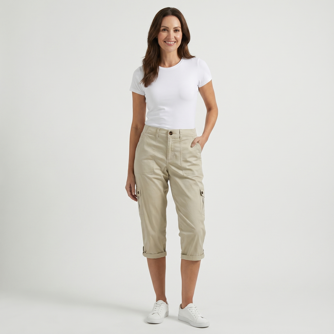 Mila | Cargo Cropped Trousers with Roll Up Hem