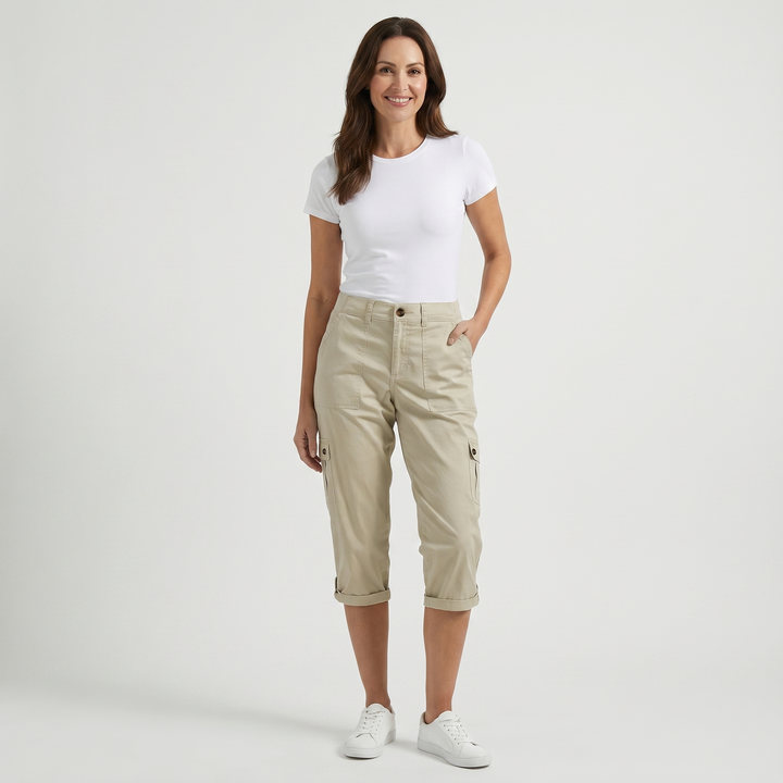 Mila | Cargo Cropped Trousers with Roll Up Hem