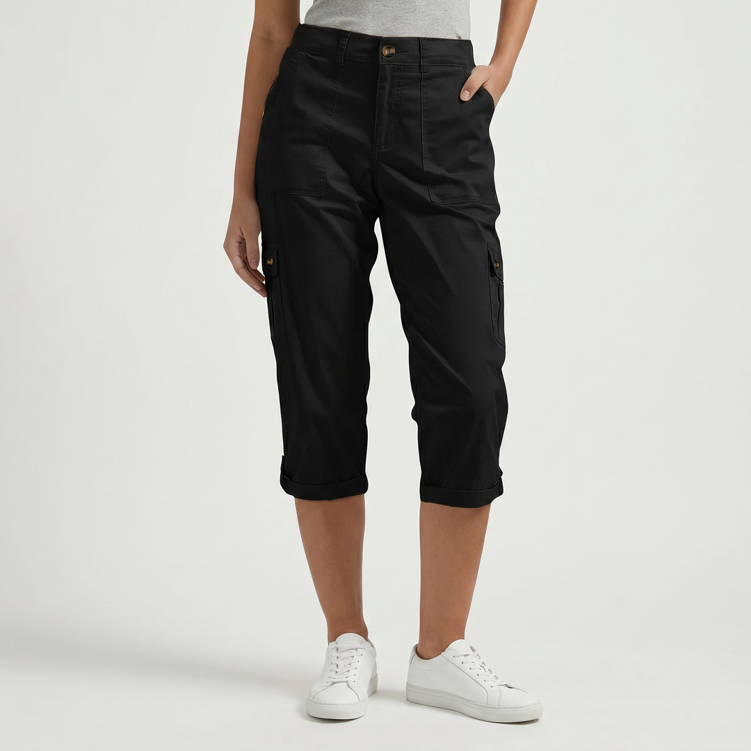 Mila | Cargo Cropped Trousers with Roll Up Hem