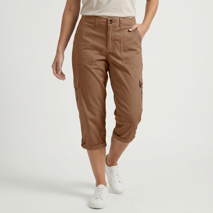 Mila | Cargo Cropped Trousers with Roll Up Hem