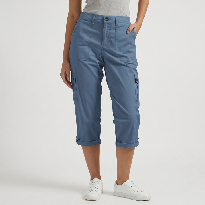 Mila | Cargo Cropped Trousers with Roll Up Hem
