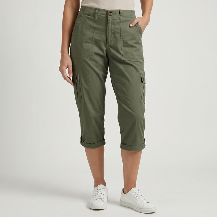 Mila | Cargo Cropped Trousers with Roll Up Hem