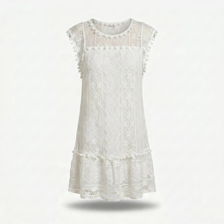 Thalia | Lace Mini Dress – Round Neck, Cap Sleeve, Relaxed Fit
