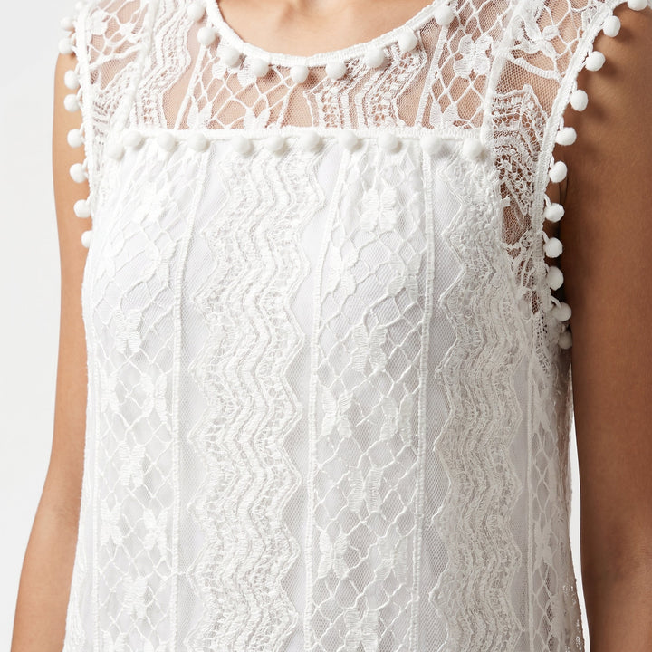 Thalia | Lace Mini Dress – Round Neck, Cap Sleeve, Relaxed Fit