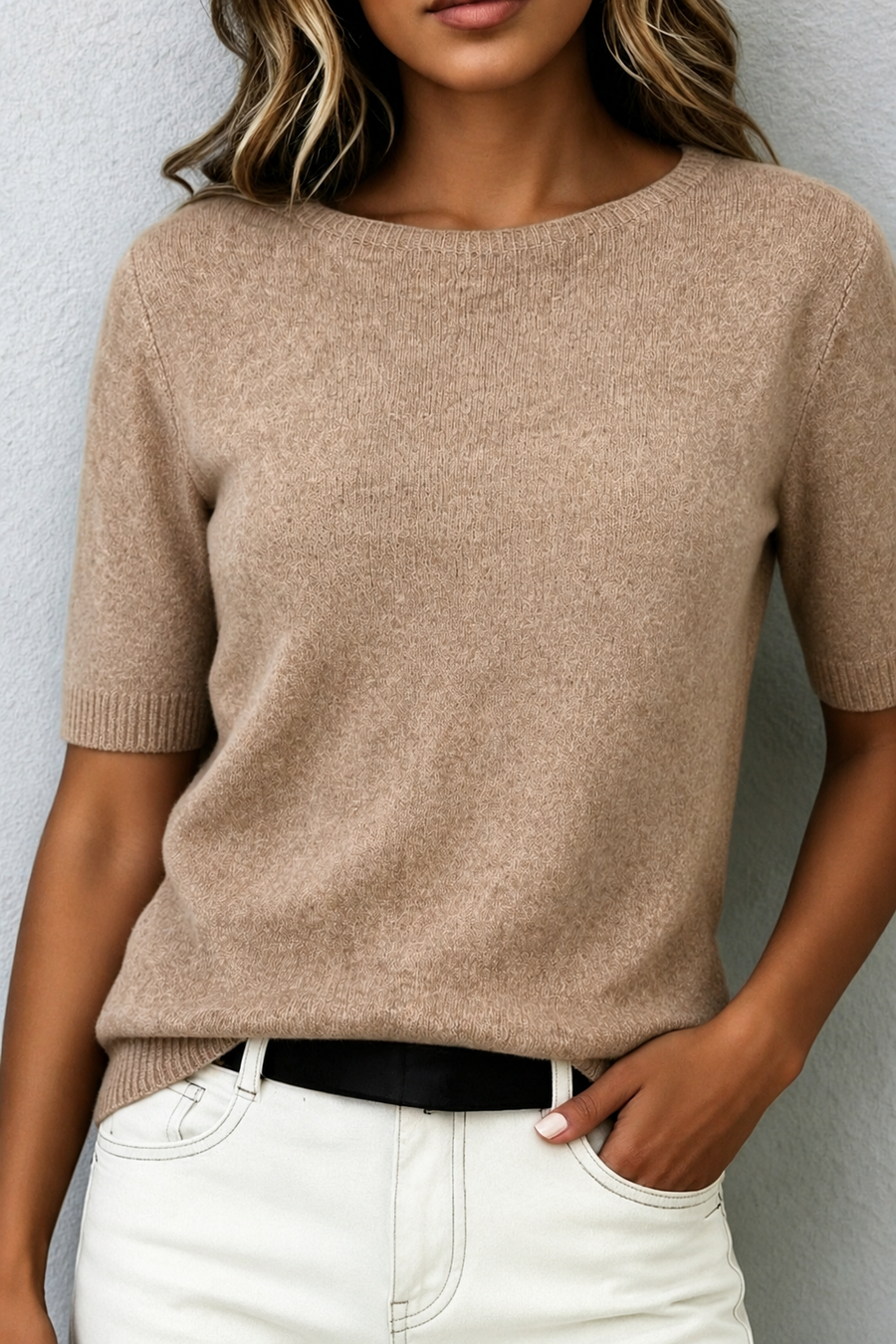 Margaux | Soft Plush-Knit Short-Sleeve Top