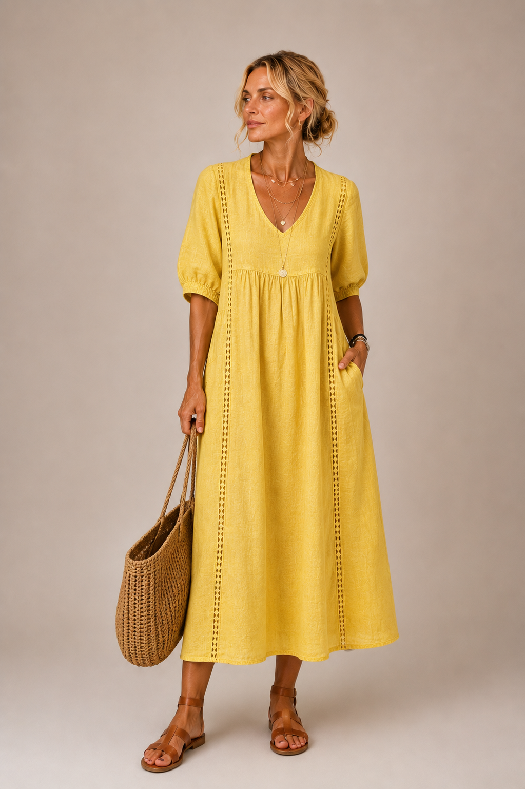 Madelon | Lace Linen Dress