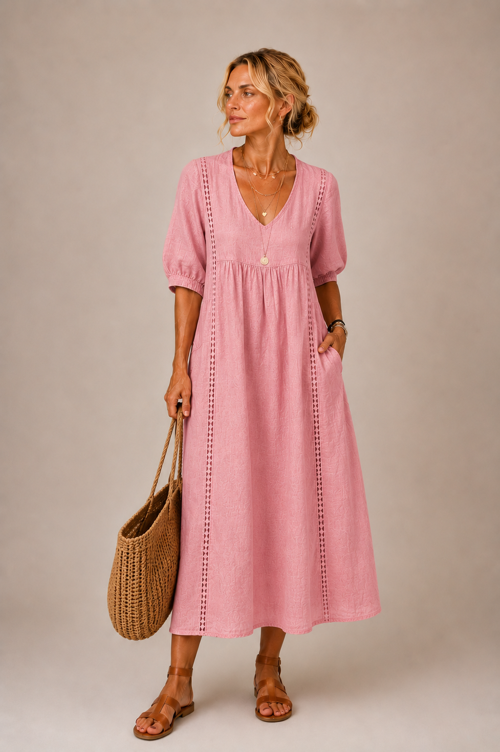 Madelon | Lace Linen Dress