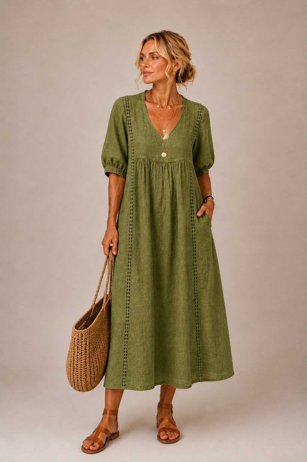 Madelon | Lace Linen Dress