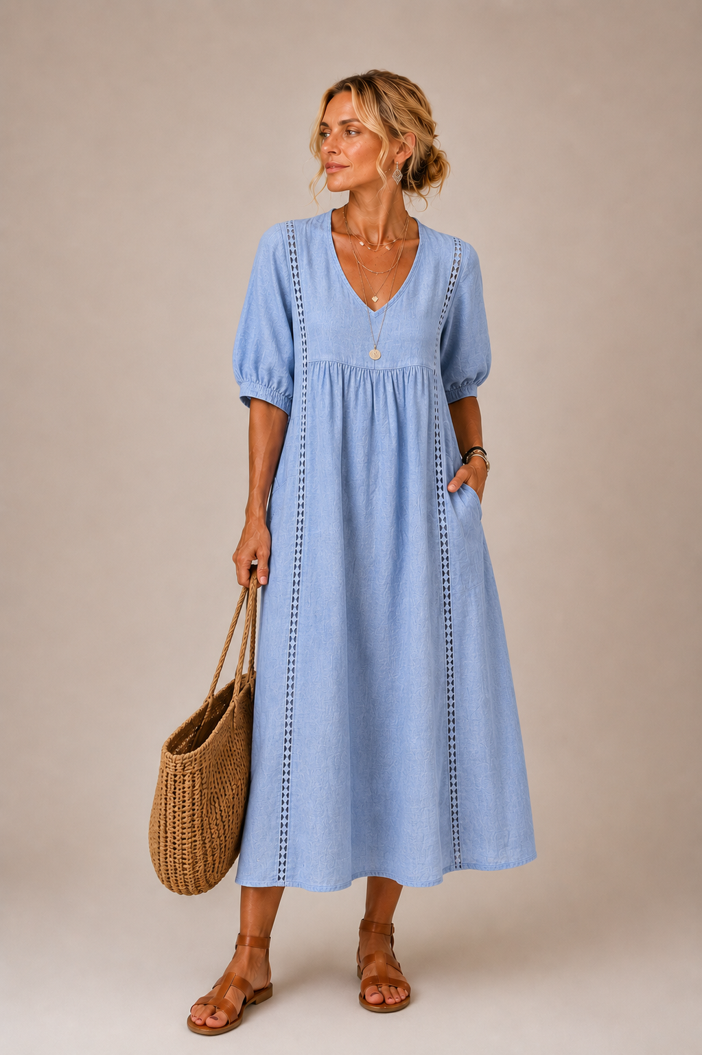 Madelon | Lace Linen Dress