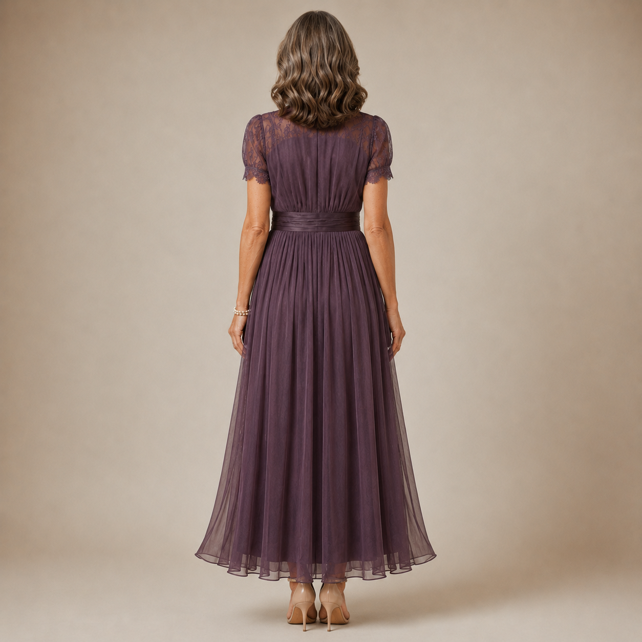 FLAVIA | Long Violet Lace Dress Elegant Silhouette Special Occasion