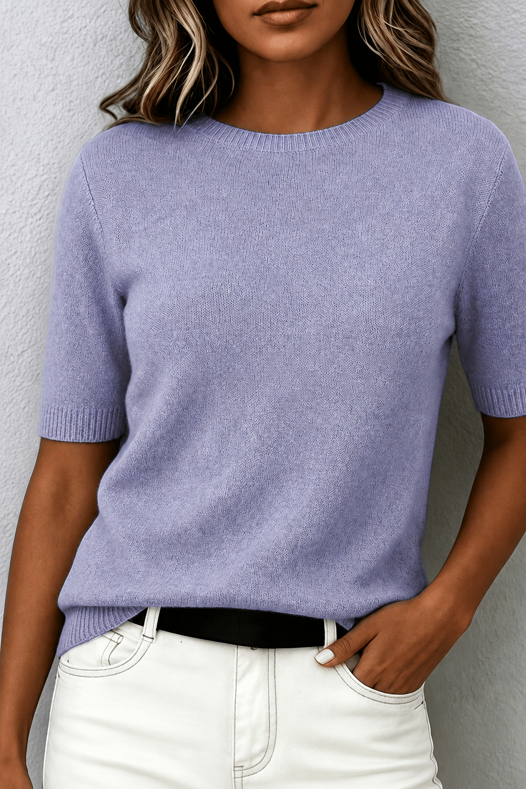 Margaux | Soft Plush-Knit Short-Sleeve Top