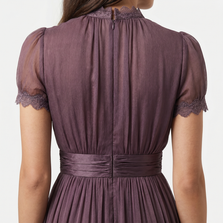 Lydia | Chiffon Maxi Dress – Keyhole Ruffled Neckline
