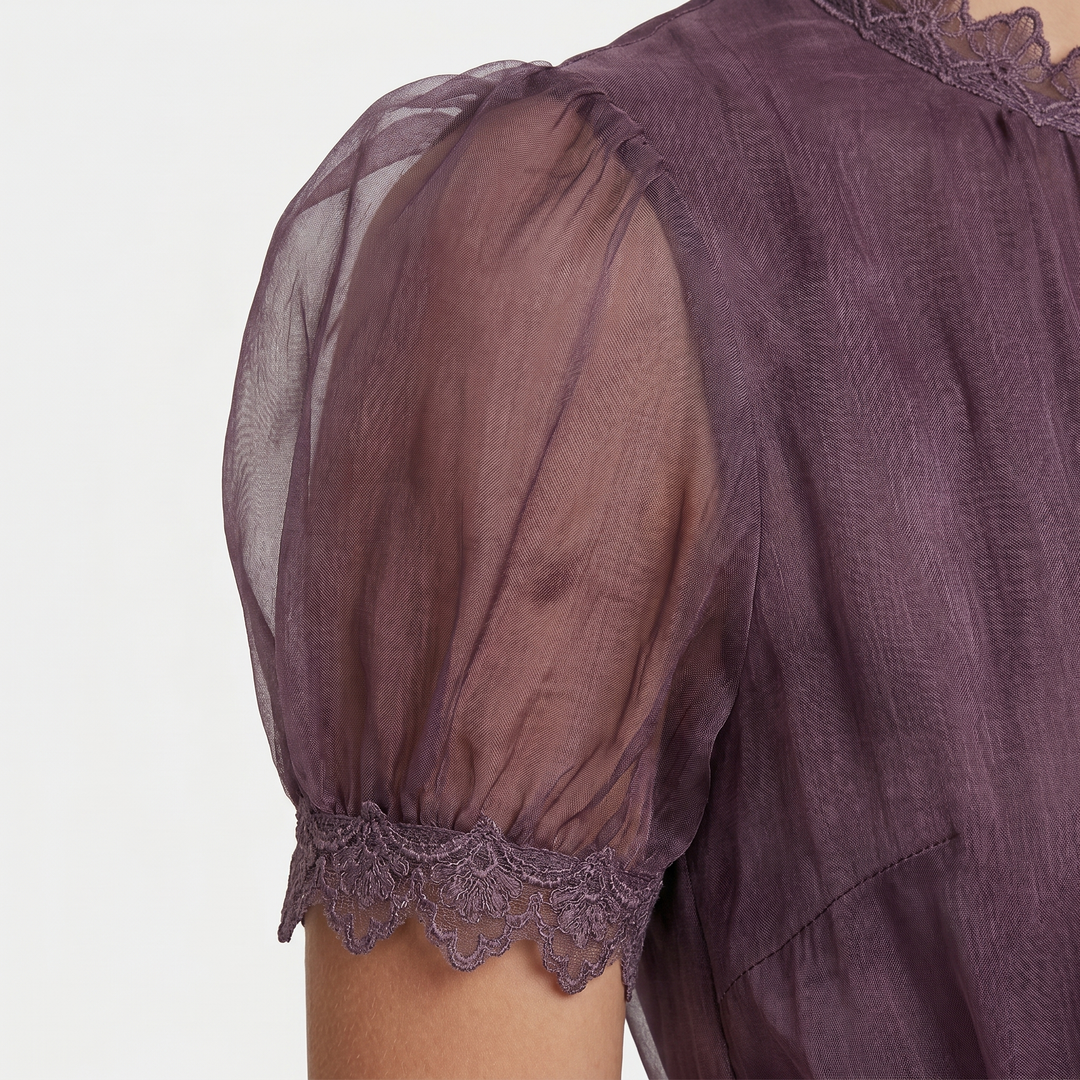 Lydia | Chiffon Maxi Dress – Keyhole Ruffled Neckline