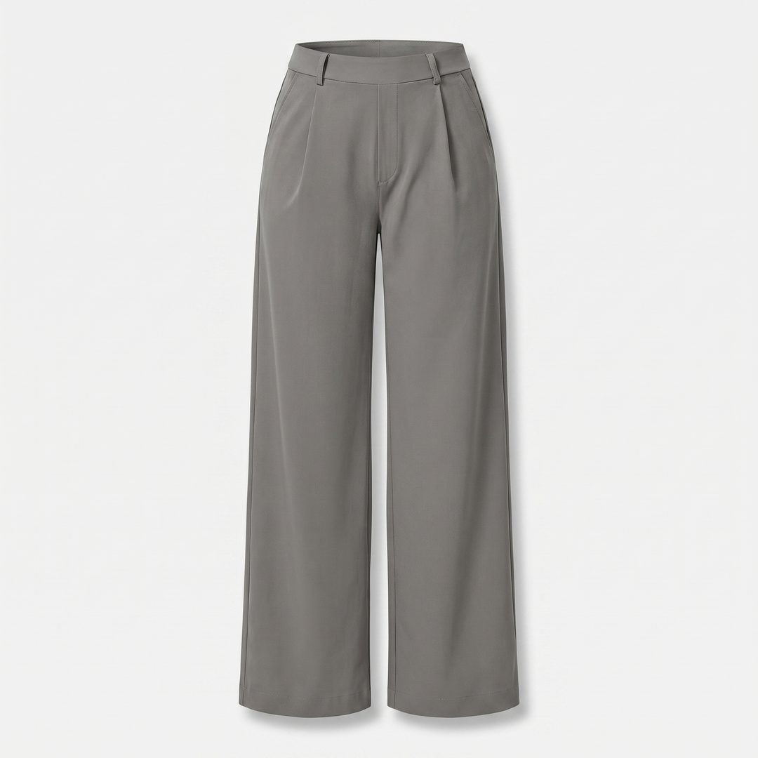 Nora | Woven Work Pants – High-Waist Wide-Leg