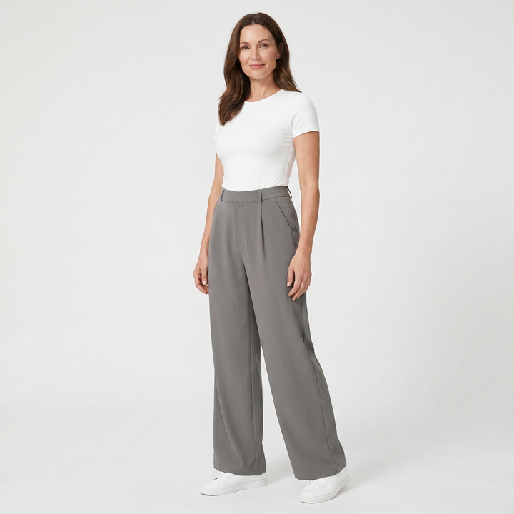 Nora | Woven Work Pants – High-Waist Wide-Leg
