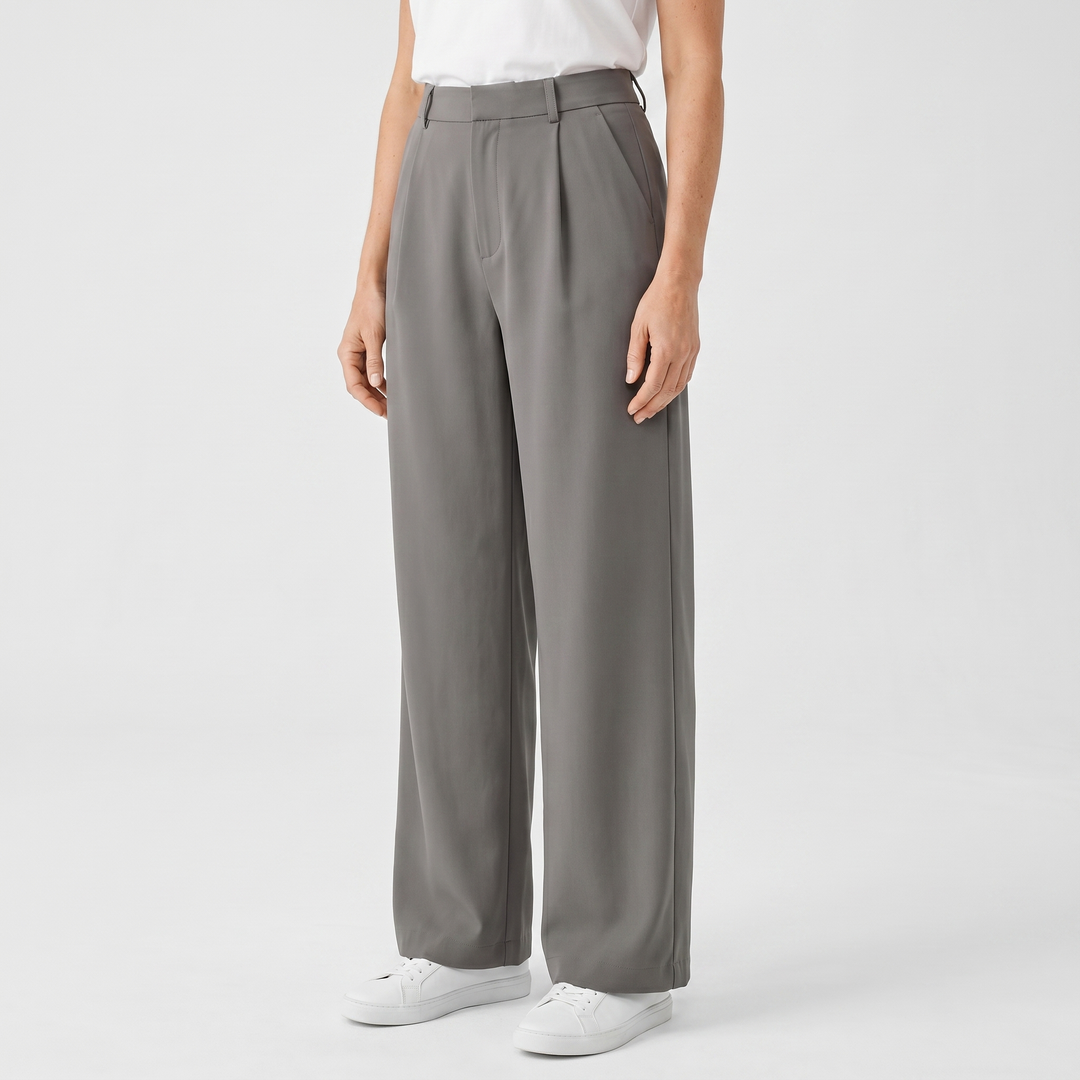 Nora | Woven Work Pants – High-Waist Wide-Leg
