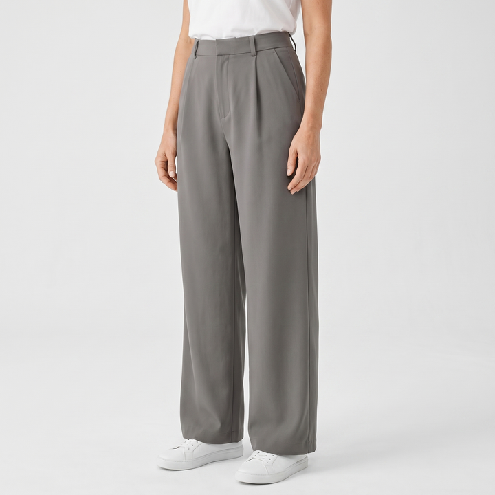 Nora | Woven Work Pants – High-Waist Wide-Leg