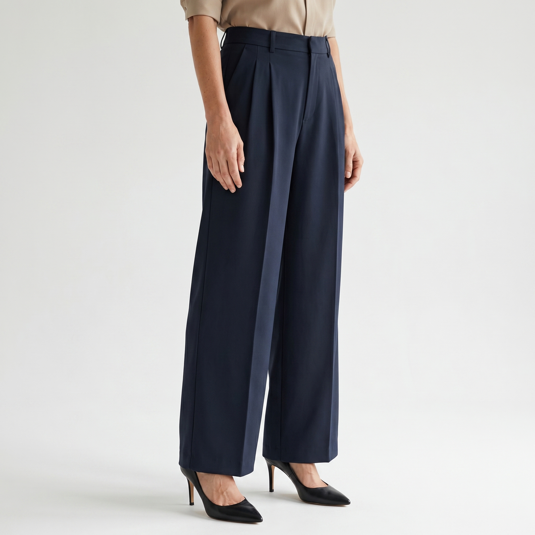 Nora | Woven Work Pants – High-Waist Wide-Leg