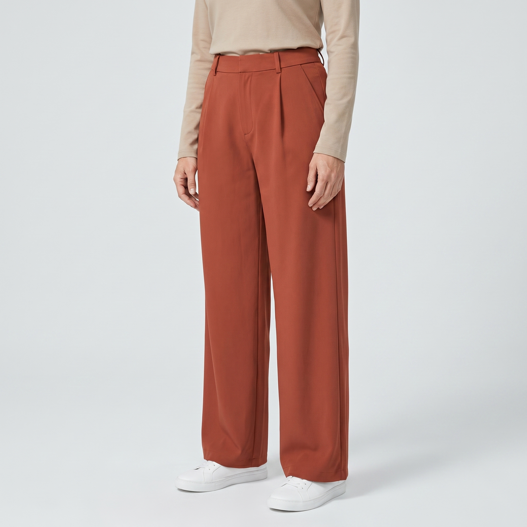 Nora | Woven Work Pants – High-Waist Wide-Leg
