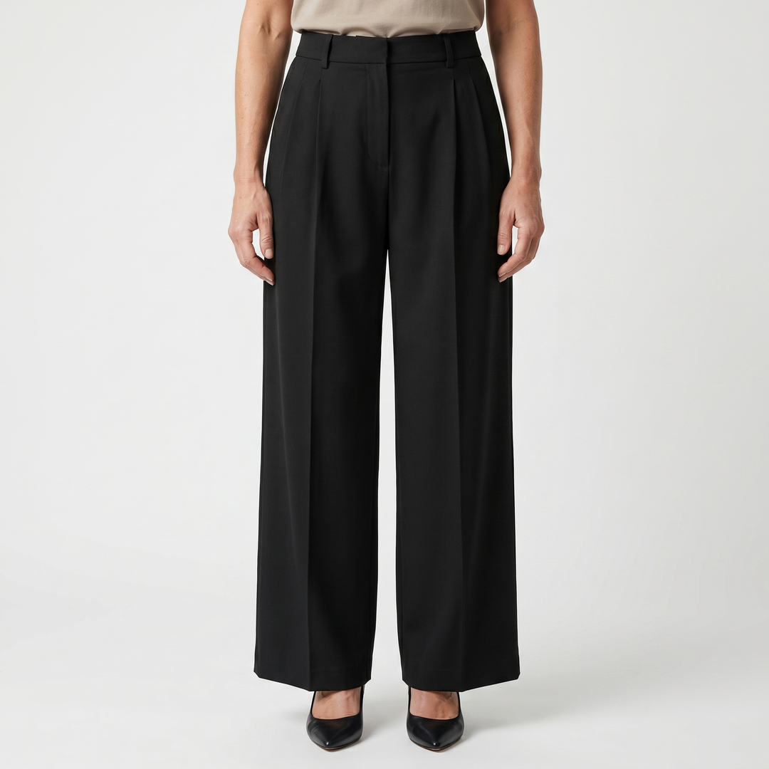 Nora | Woven Work Pants – High-Waist Wide-Leg