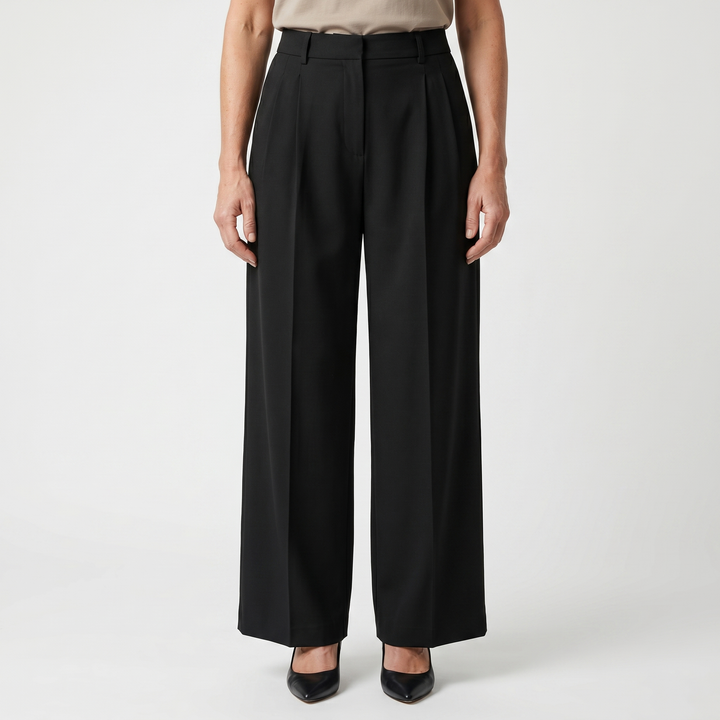 Nora | Woven Work Pants – High-Waist Wide-Leg