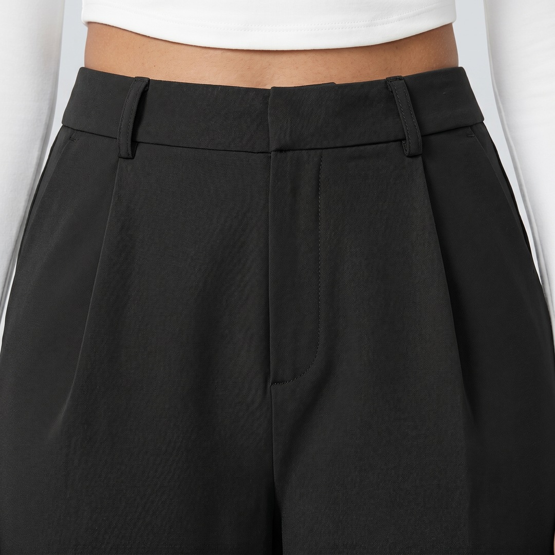 Nora | Woven Work Pants – High-Waist Wide-Leg