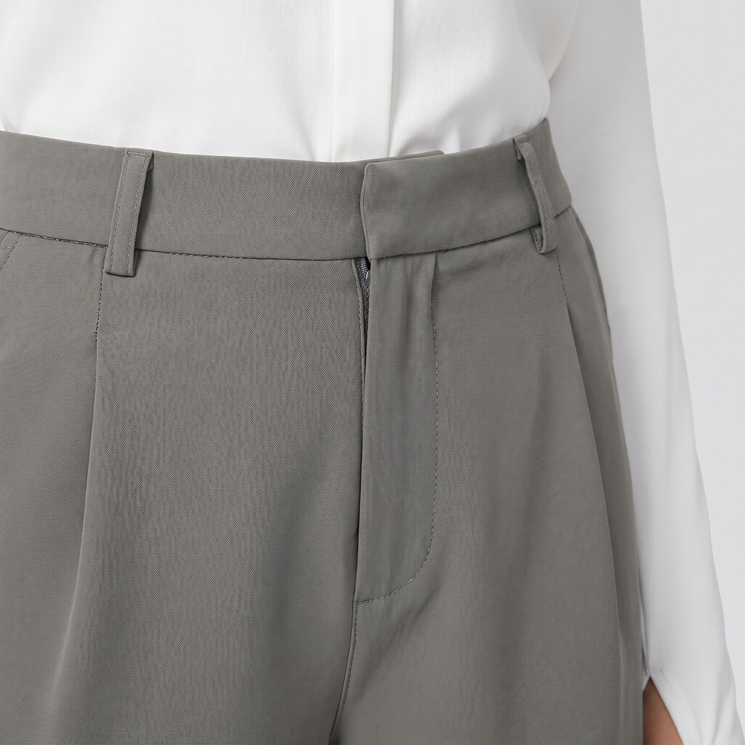 Nora | Woven Work Pants – High-Waist Wide-Leg