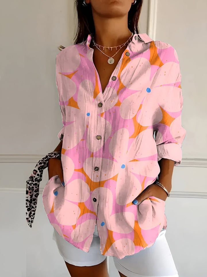 Eva | Cotton Blouse with Floral Print and Button Front