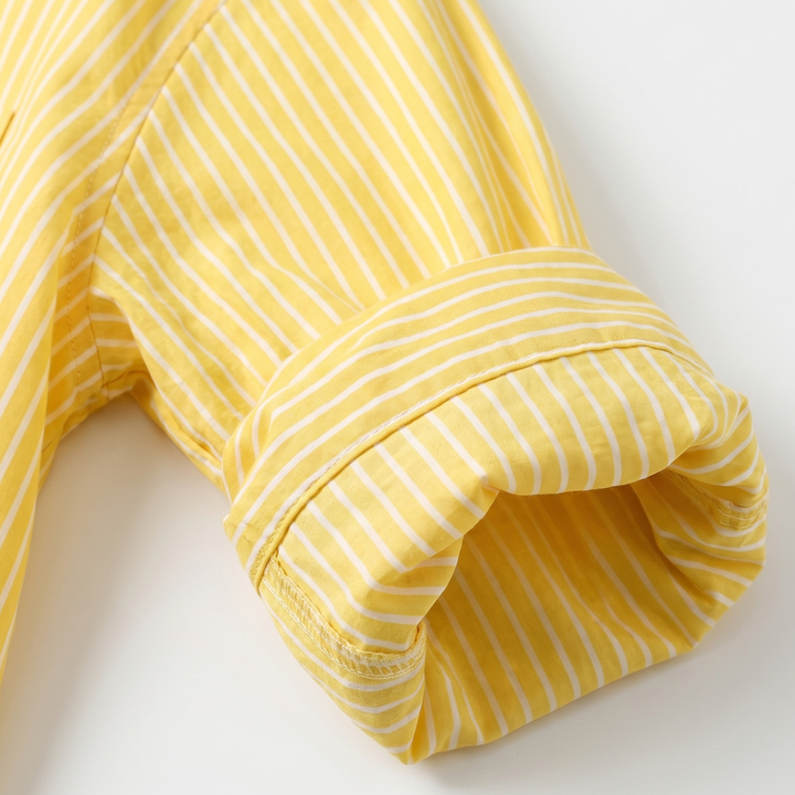 Amelia | Cotton Stripe Button-Up Top & Elastic Waist Shorts Set