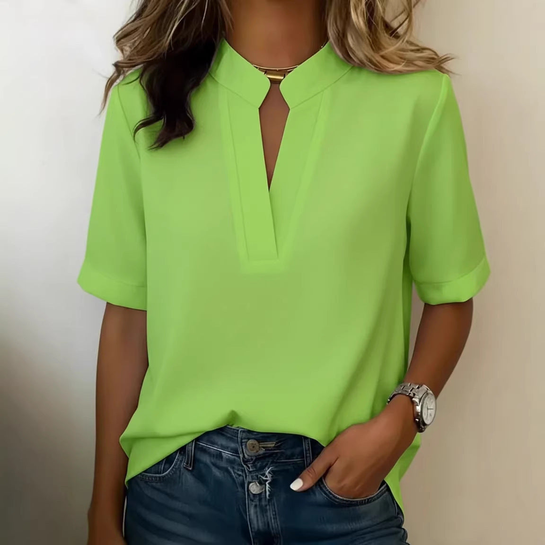 Daphne | Crepe Blouse – Cut-Out Details V-Neck