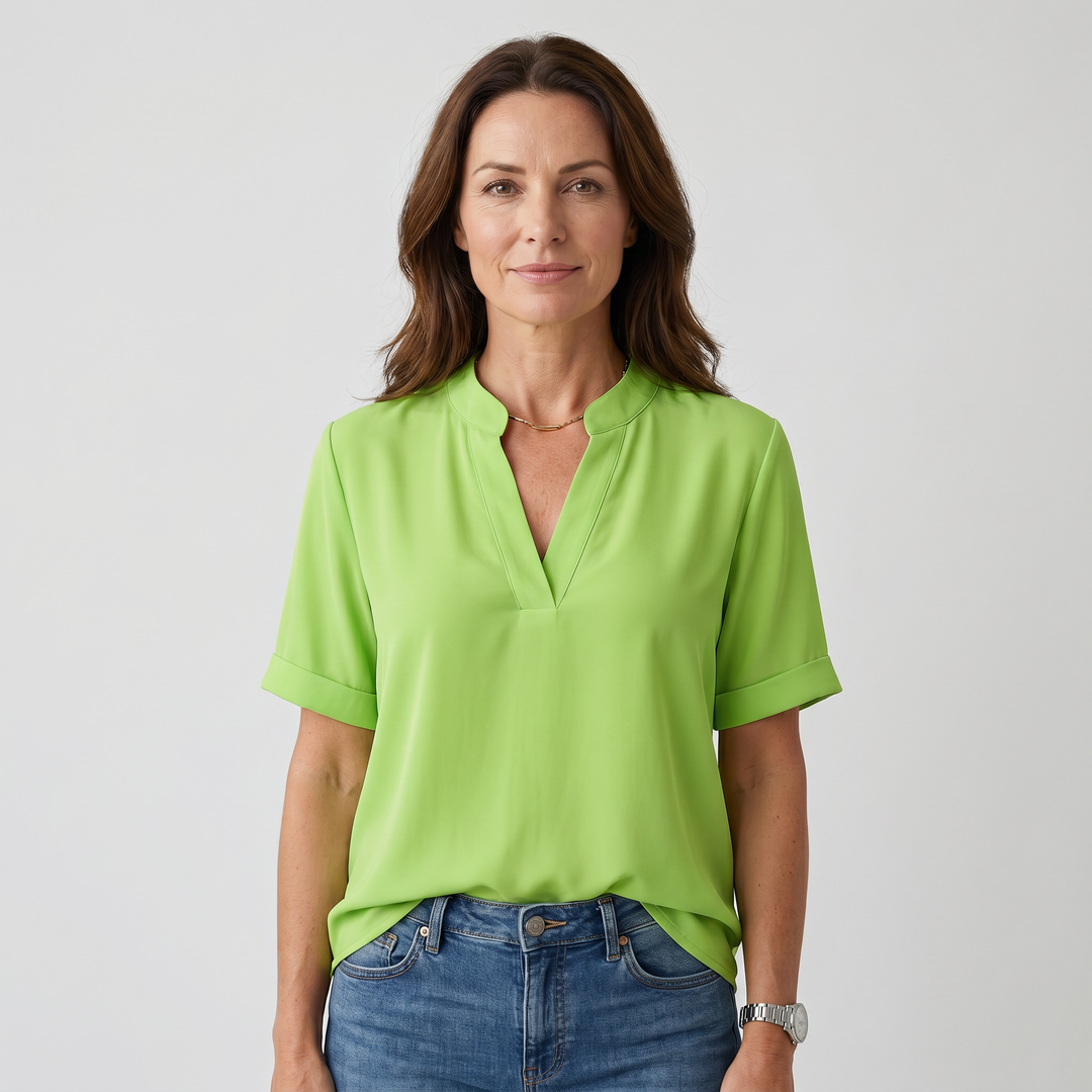 Daphne | Crepe Blouse – Cut-Out Details V-Neck