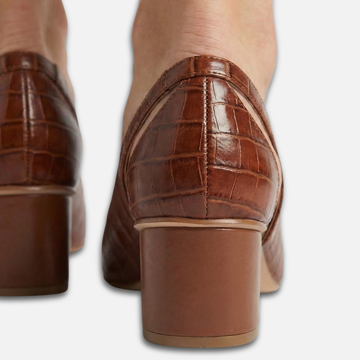 Mila | Croc-Embossed Slingback Block Heels with Pointed Toe