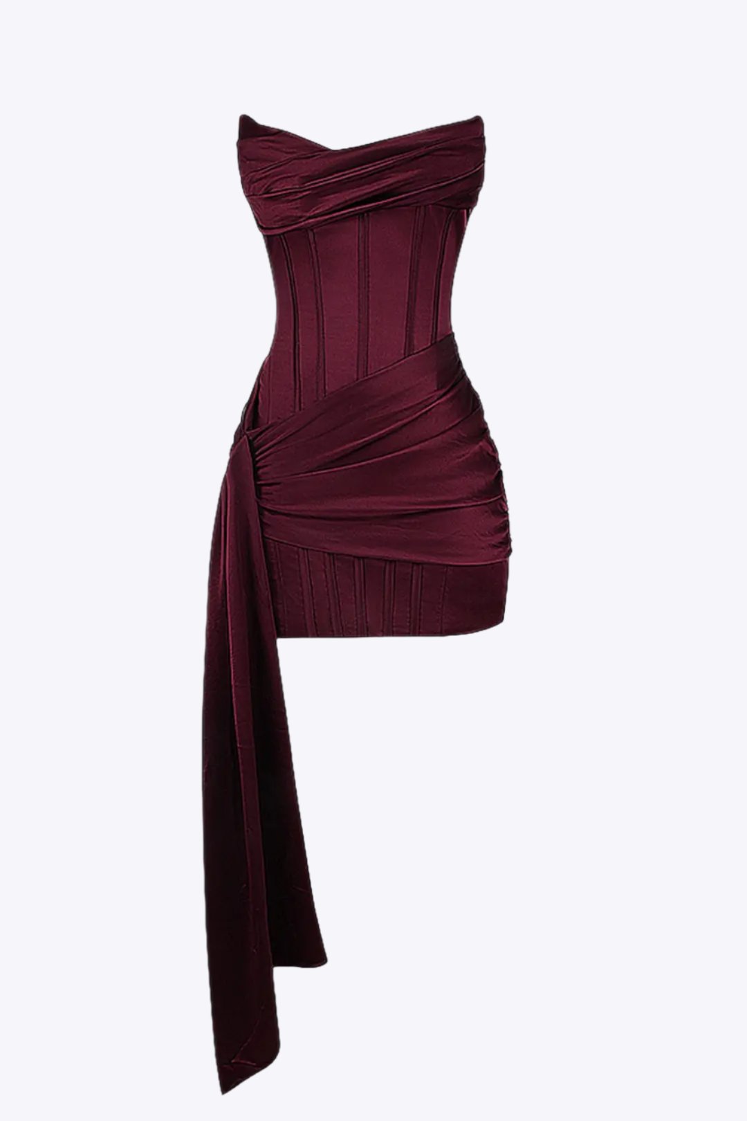 Hannah | Draped Strapless Dress with Asymmetrical Hem