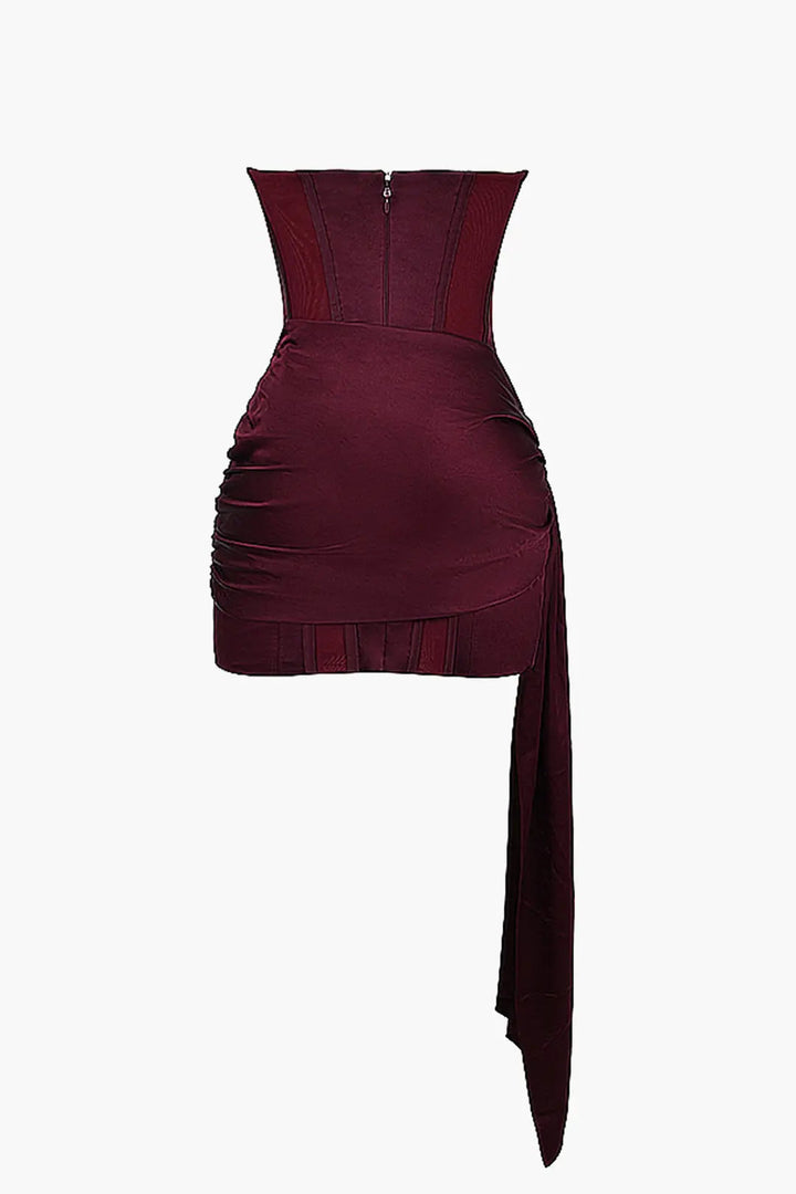 Hannah | Draped Strapless Dress with Asymmetrical Hem