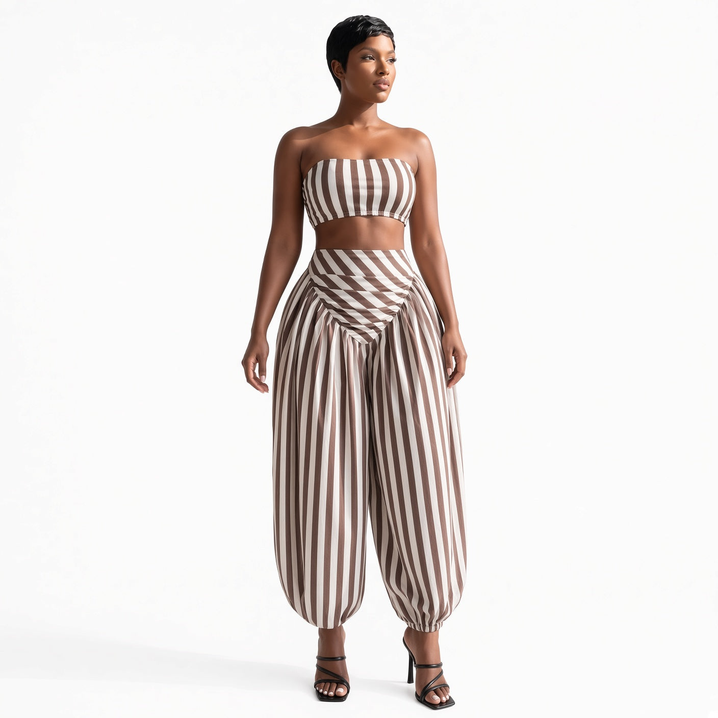 The Elara Striped Bandeau Pant Set
