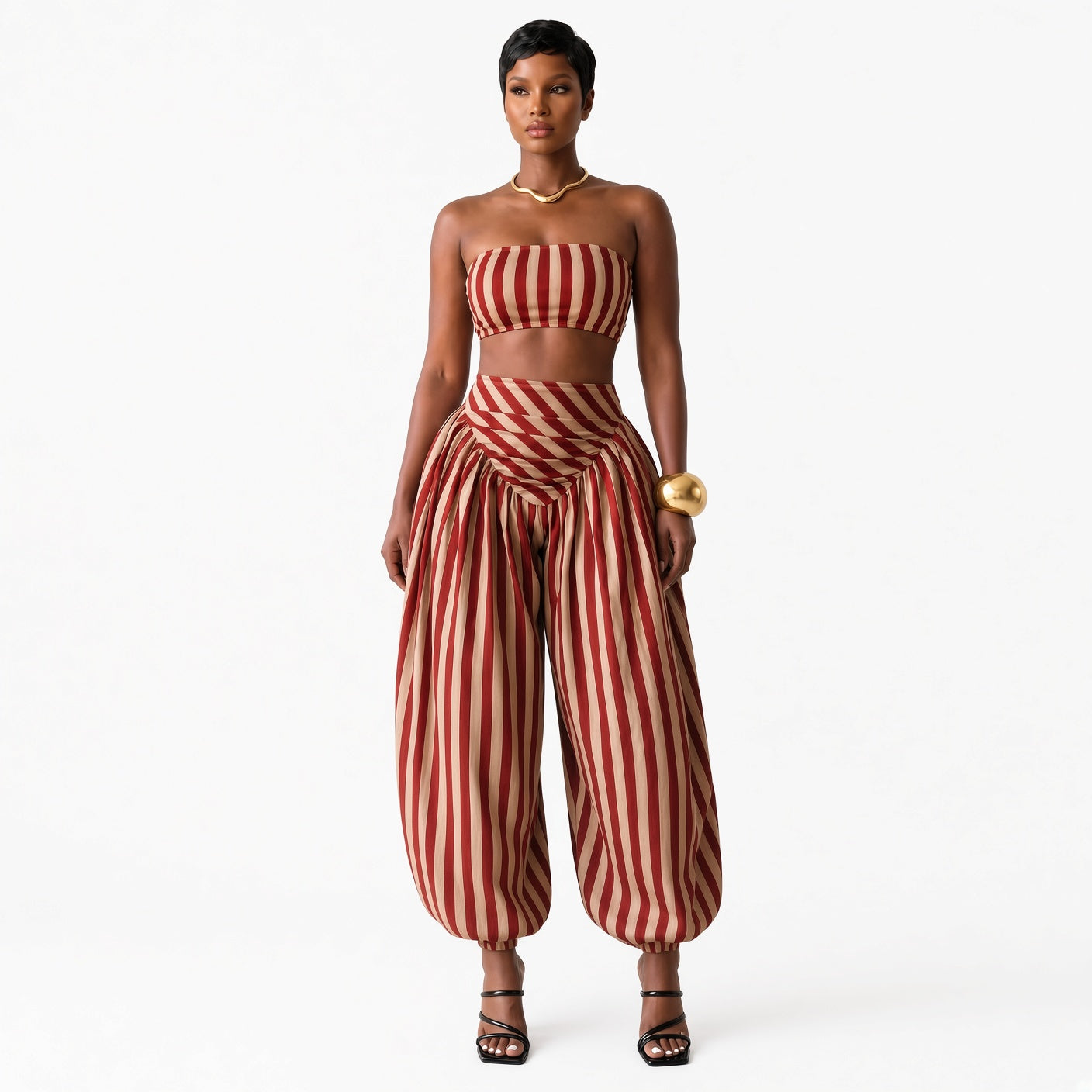 The Elara Striped Bandeau Pant Set