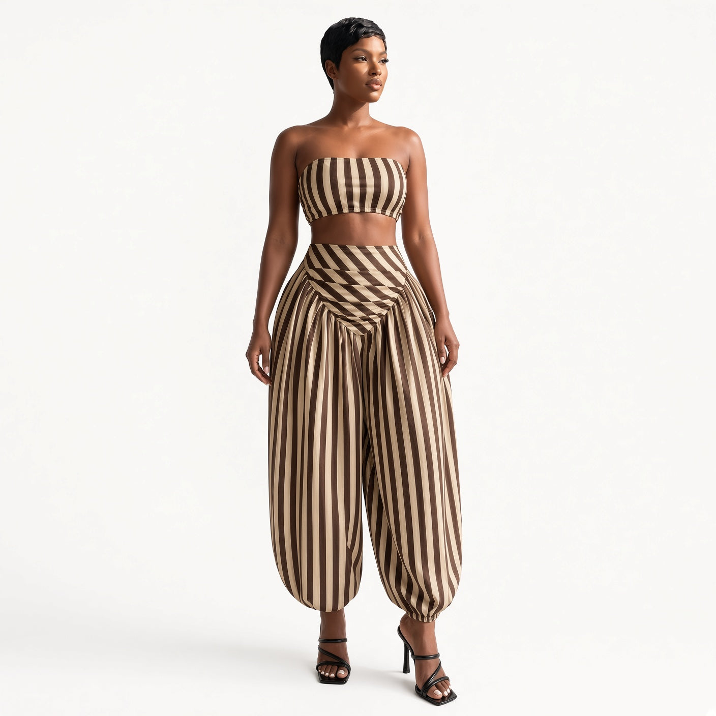 The Elara Striped Bandeau Pant Set