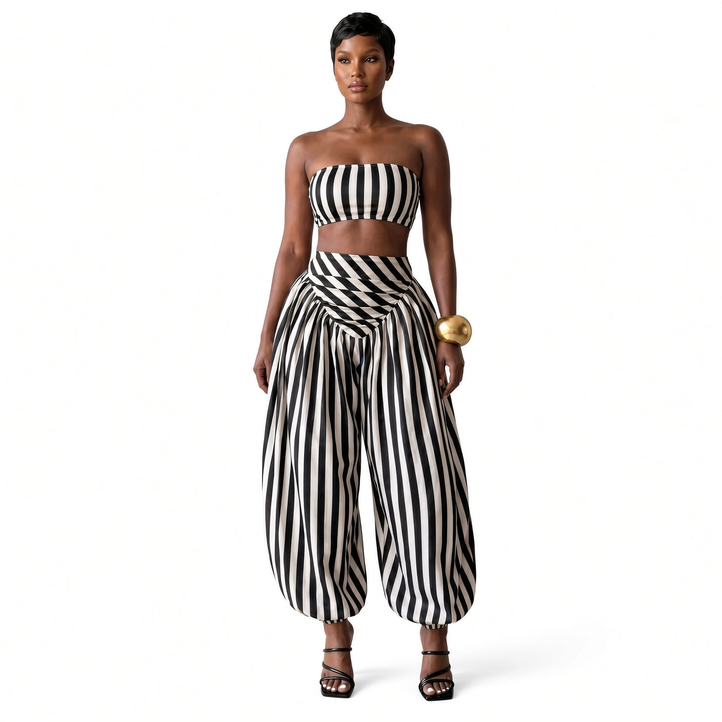 The Elara Striped Bandeau Pant Set
