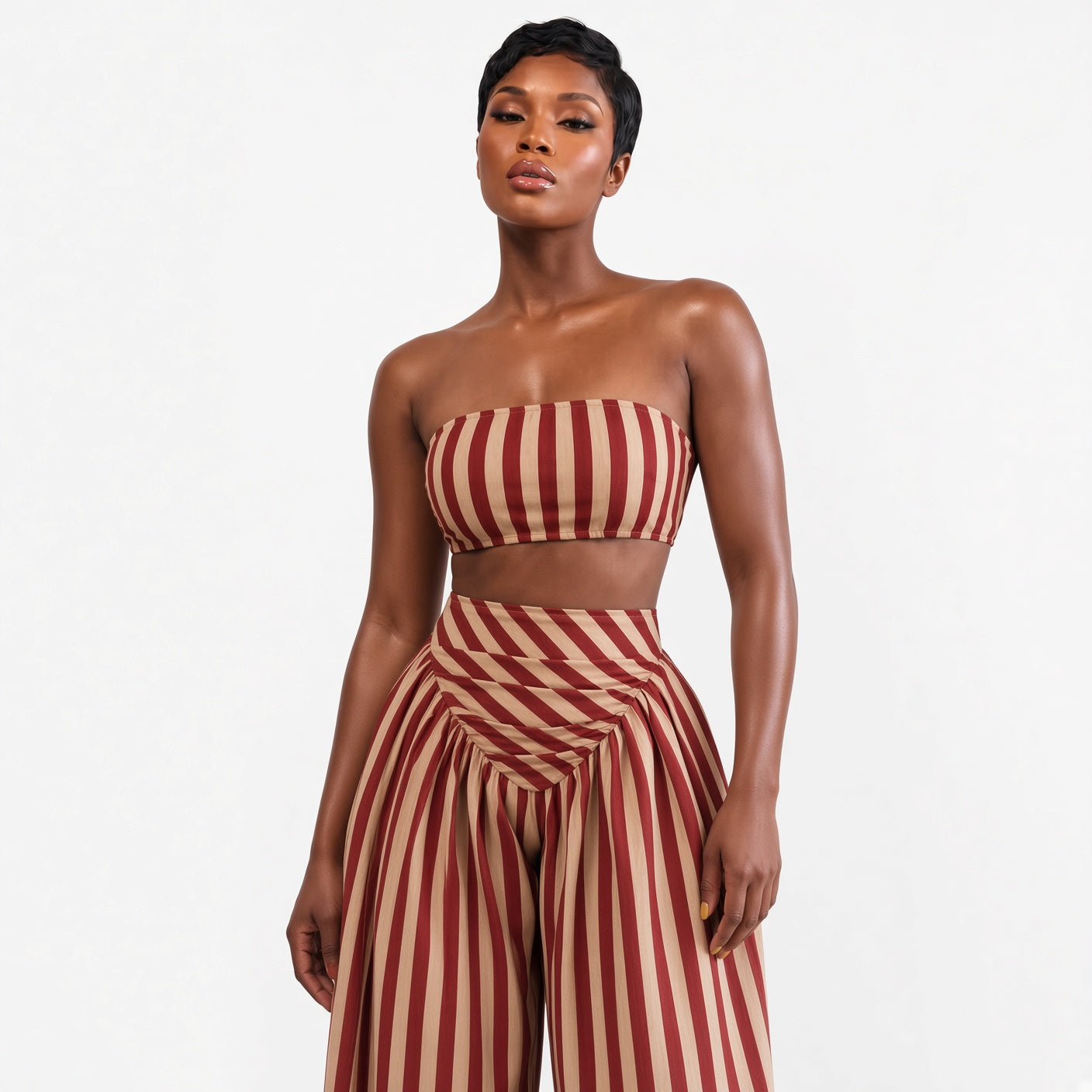 The Elara Striped Bandeau Pant Set
