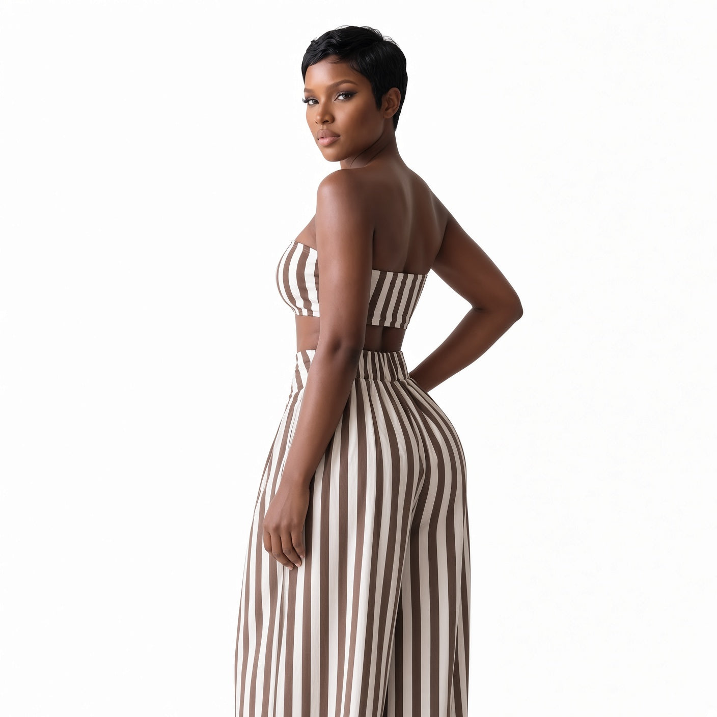 The Elara Striped Bandeau Pant Set