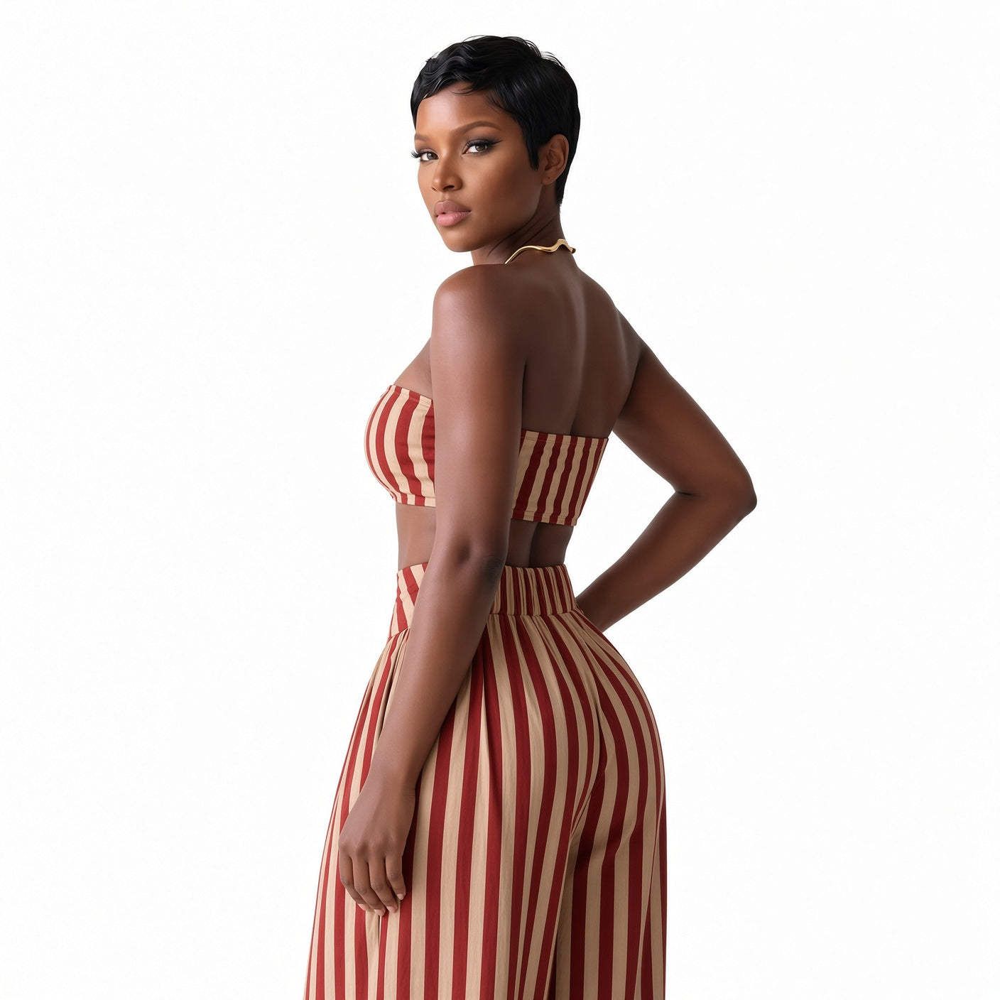 The Elara Striped Bandeau Pant Set